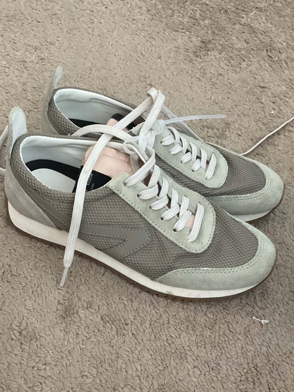 rag & bone Light Gray and White Mesh Suede Sneakers - Picture 2 of 4